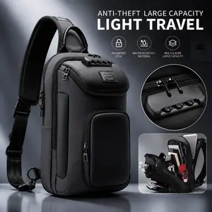Men's Casual Large Capacity Chest Bag Multi-Functional Waterproof Shoulder Bag Crossbody Bag Tablet Bag New Password Lock Chest Bag, Travel Men's Multi-Functional Casual Outing Motorcycle Bike Large Capacity Backpack, Men's Shoulder Bag, Outdoor Large Cap
