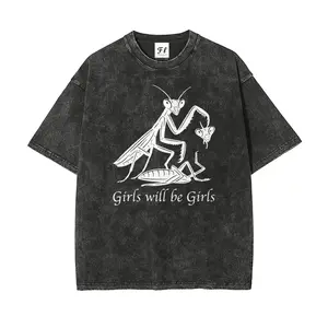 Girls Will Be Girls Oversize Unisex Washed T-Shirt for Women and Men's Unisex Fit Batik Cotton Oversize Streetwear Menswear  Super Soft Pre-Shrunk