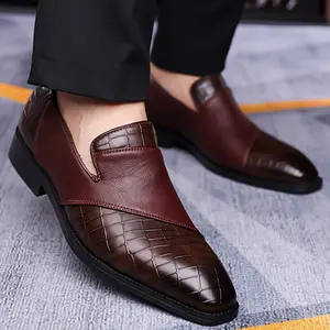 Men's Pointed Toe Business Shoes, Solid Slip-On Dress Loafers in Microfiber Leather with a Slip-Resistant Rubber Sole, Formal Office Footwear