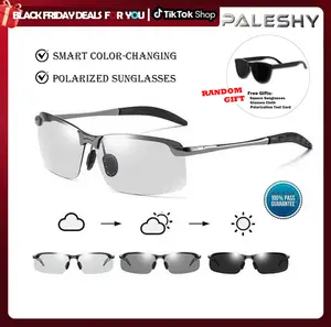 Paleshy Polarized Photochromic UV Protection Geometric Frame Sun Protection Sunglasses, Travel Vacation Outdoor Sports Driving Fishing Golf Running Climbing Goggles, Cat Eye Unisex Summer Fashion 2025 Vintage Oversized Father's Day Gift