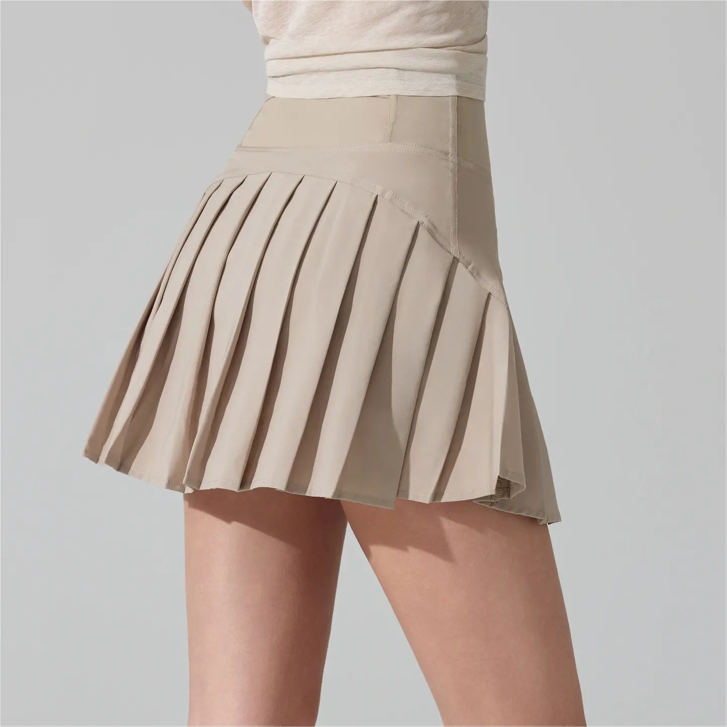 Women's Plus Size Nylon Casual Sport Skirt - Comfortable Patchwork Pleated, High-Strength with Lining, 2 Inner Pockets, Trendy for Tennis, Yoga, Universal Use