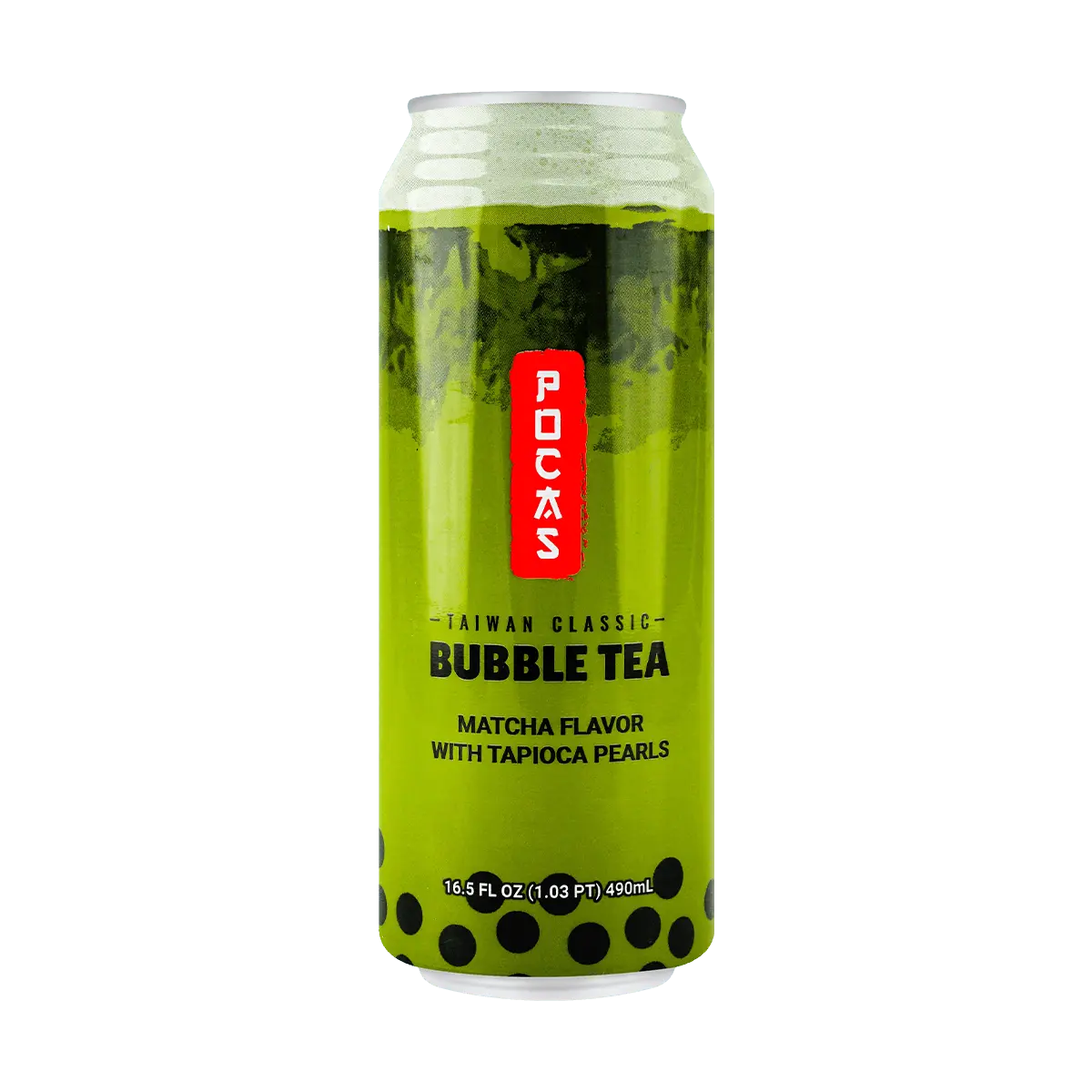 POCAS Matcha Instant Bubble Tea Drink 490ml - Ready to Drink Boba Milk Tea with Tapioca Pearls