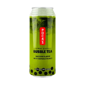 POCAS Matcha Instant Bubble Tea Drink 490ml - Ready to Drink Boba Milk Tea with Tapioca Pearls