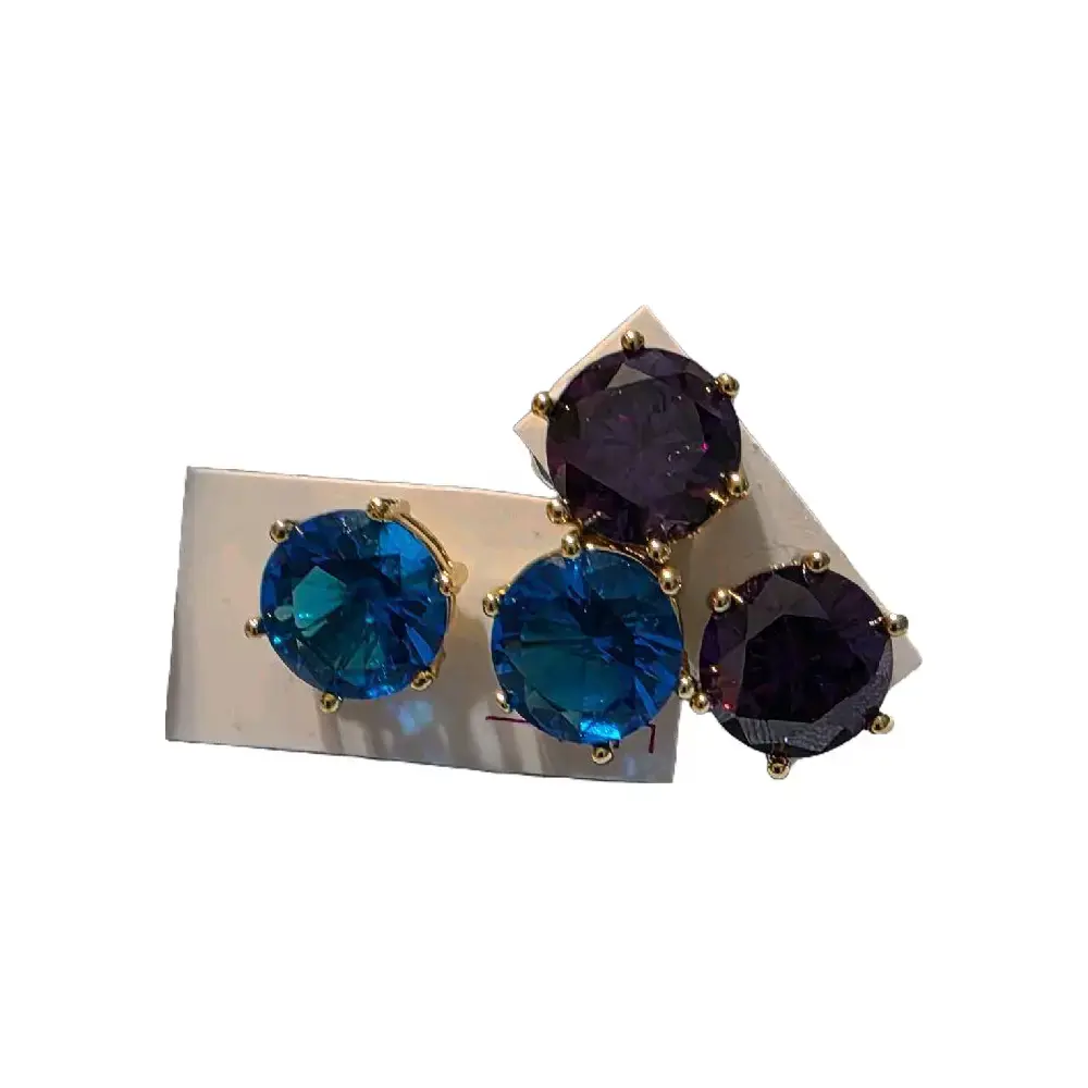14k Gold plated earrings in blue and purple, Casual