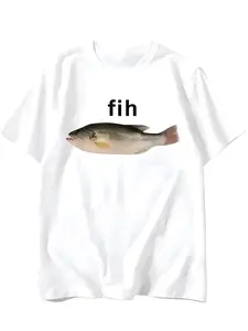anti grape clothing fish shirt Casual Crewneck white Man T-Shirt