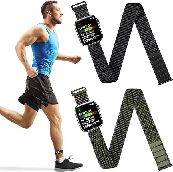Breathable Nylon Ankle Arm Band for Apple Watch 49mm-38mm IWatch SE Ultra Series 11-1 Comfortable Strap for Men Women