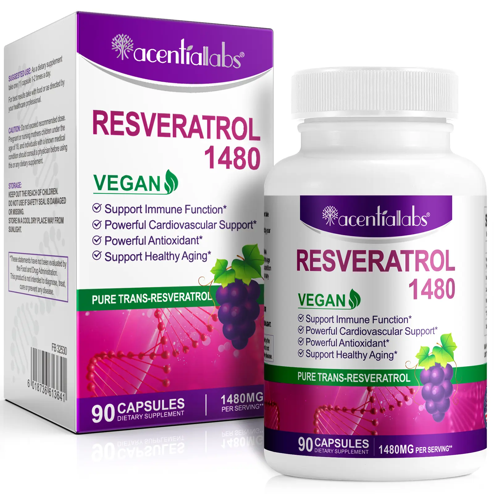 【live】Acentialabs Resveratrol 1480MG with Quercetin 90 Capsules resveratrol
