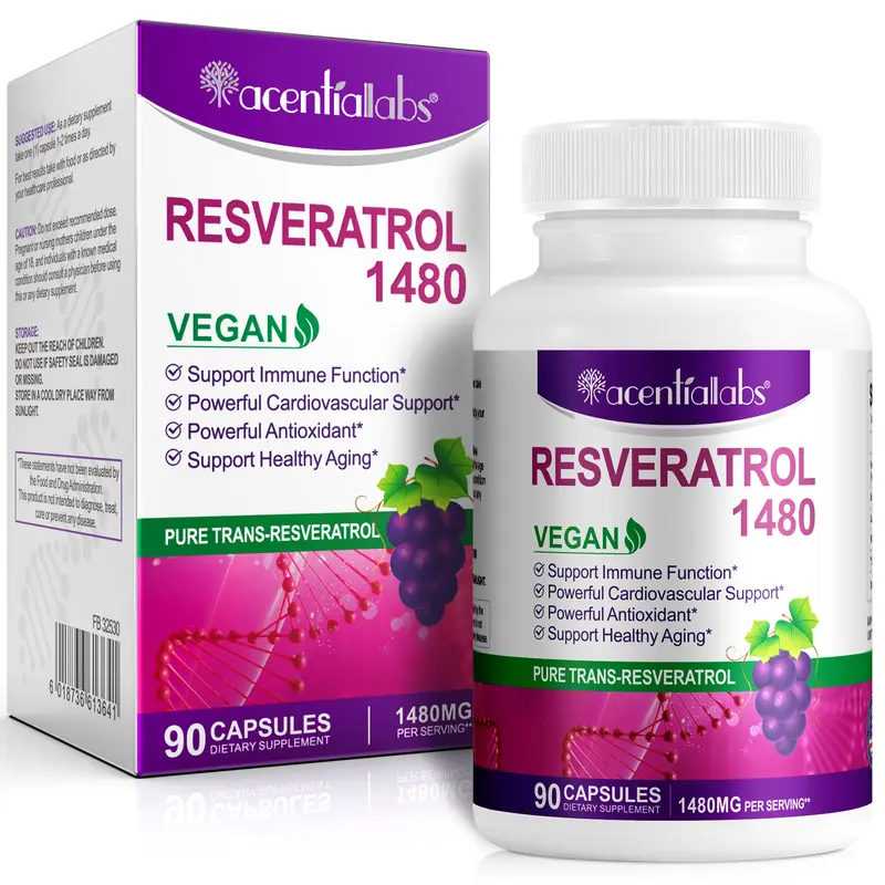 Acentialabs Resveratrol 1480MG with Quercetin 90 Capsules resveratrol
