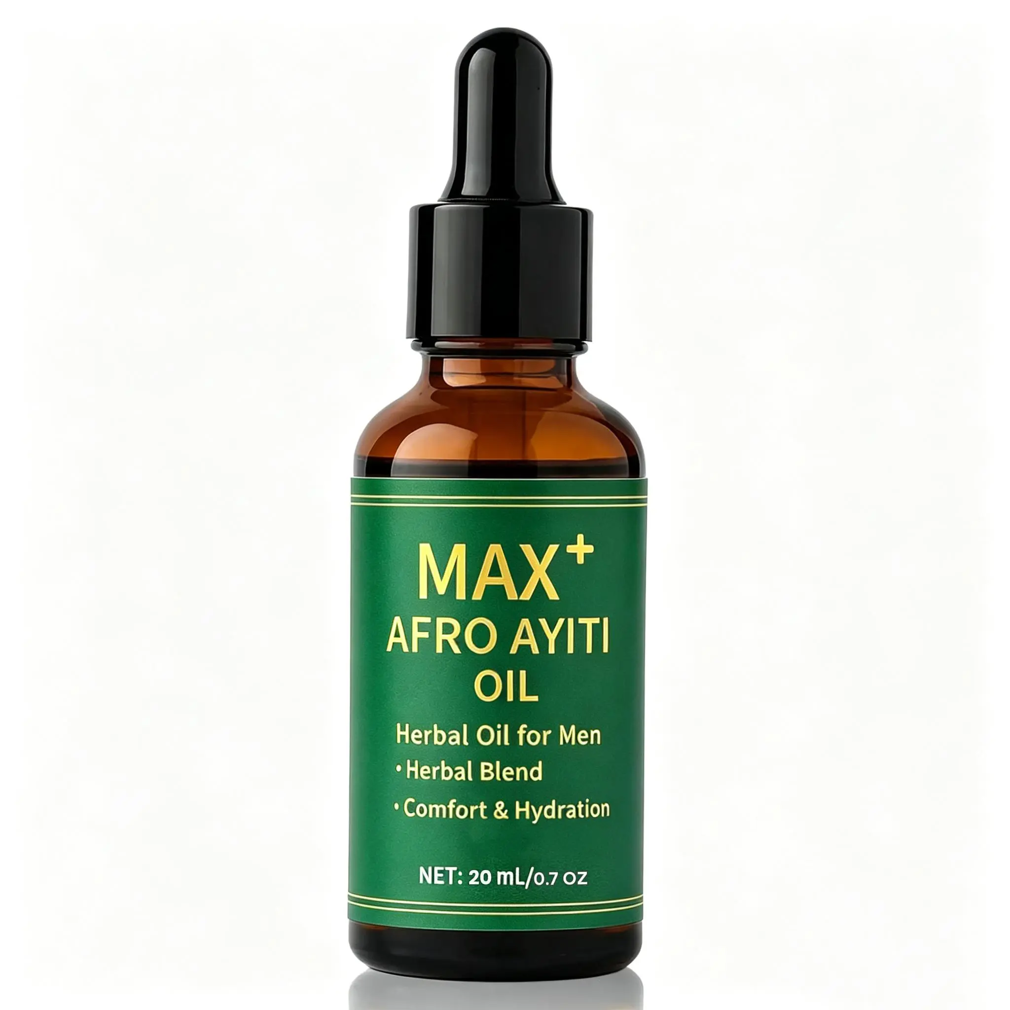 MAX+ Afro Ayiti Men's Herbal Hair Oil, Lightweight Moisturizing Blend for Daily Hair & Scalp Care, 1–3 Bottles, 20 mL Each