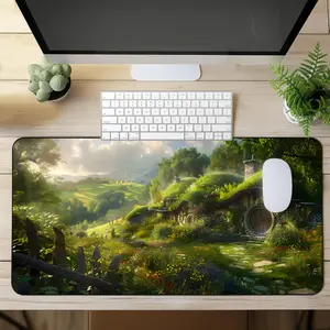 Epic Fantasy Dwarf Village in Medieval Period Desk Pad, Novel Fictional Book Inspired Work & Play Mouse Pad, Anti-slip Playmat, Office Desk Mat, Fantasy Lover Gift