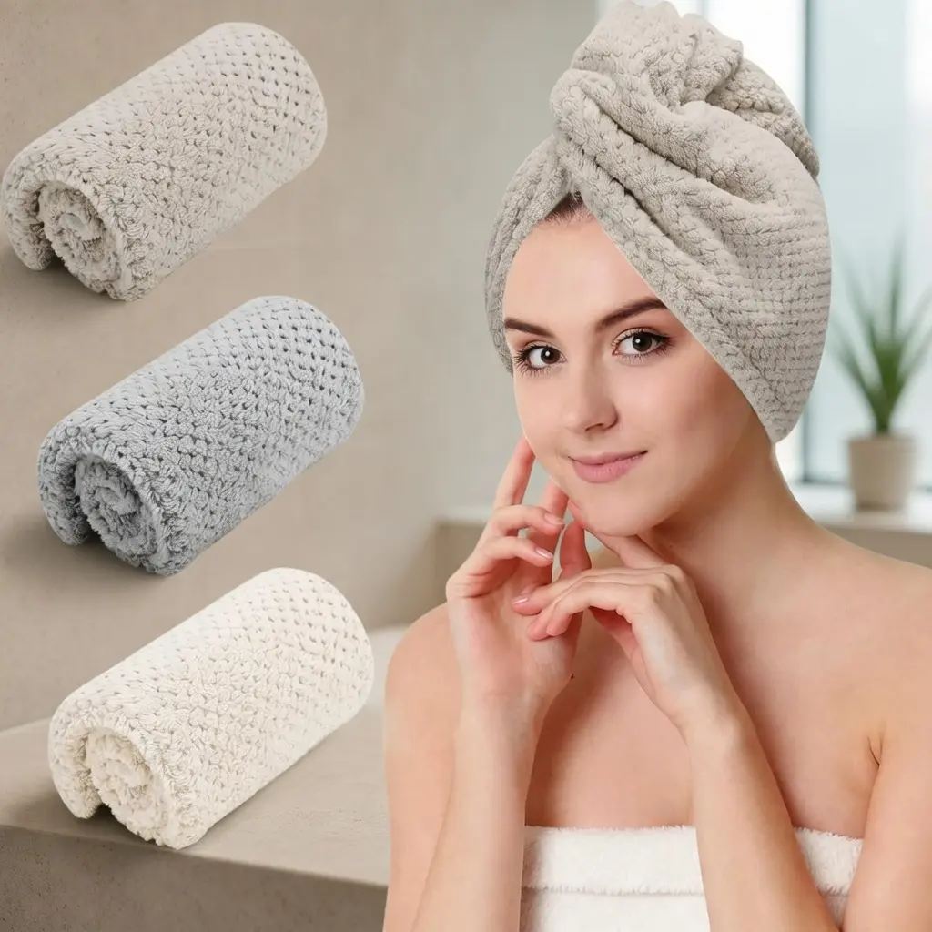 Hair Towel Wrap Trending 3 Pack Microfiber Fast Drying Anti Frizz Hair Turban For Womens Curly Wet Hair Soft Head Towel Set