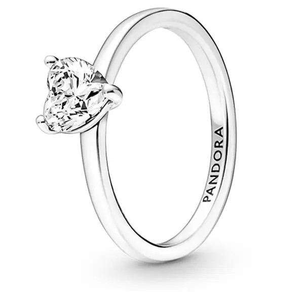 Pandora Sparkling Heart Solitaire Ring 191165C01, Heart Shaped Ring, Ring Stack Pandora Sparkling Heart Solitaire Ring 191165C01, Heart Shaped Ring, Ring Stack