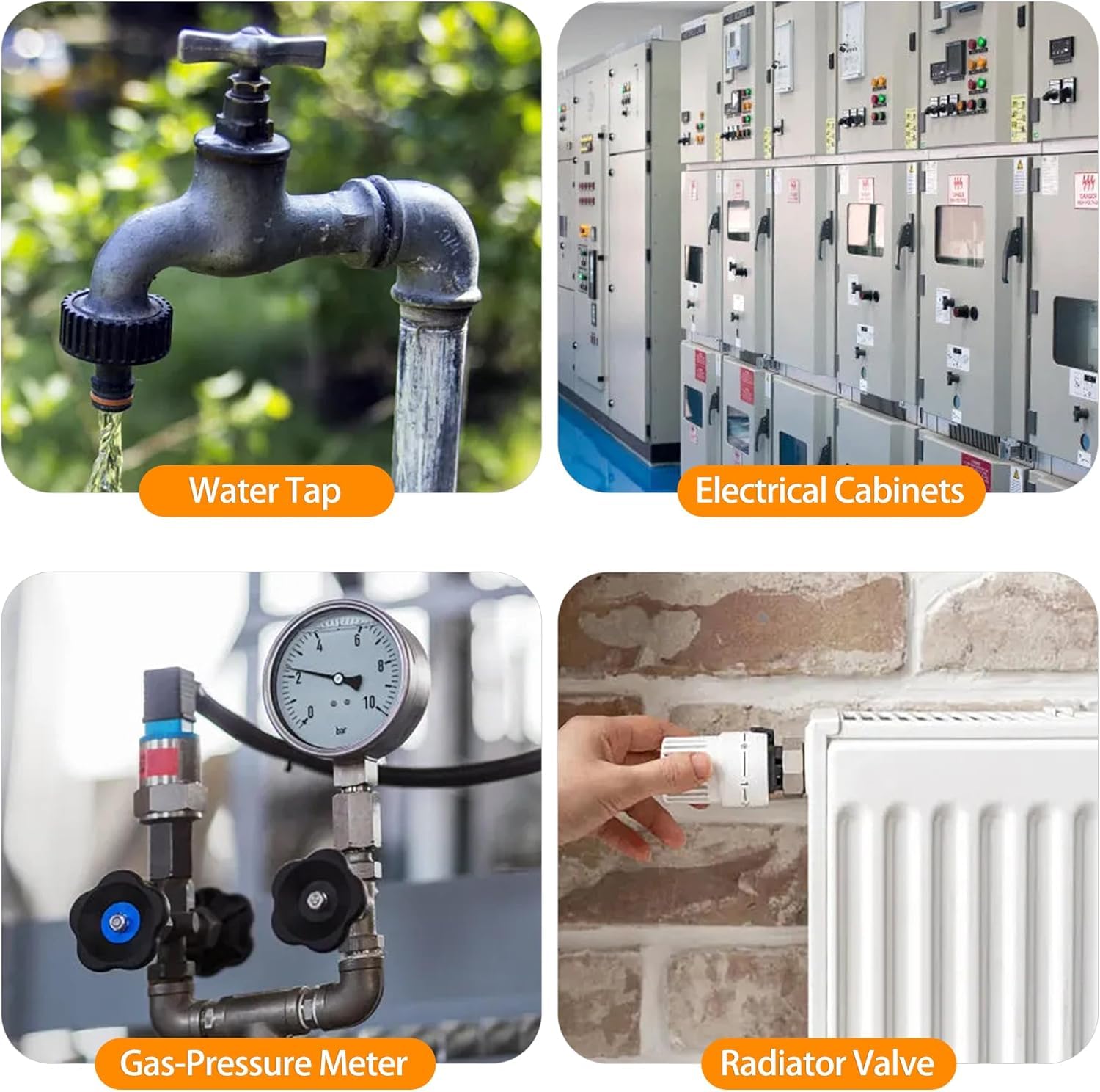 2 Pack Meter Box Key Gas Key, 4-Way Zinc Alloy Utility Key for Mail Box, Elevator, Electrical Cupboard Box, Train Door, Water Meter Valve, Black