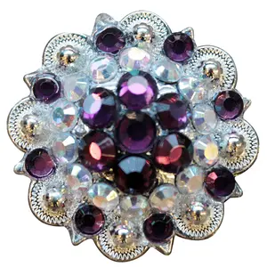 HILASON Western Berry Conchos Glass Rhinestones Bling Tack Cowgirl Amethyst-Crystalab Color | Slotted