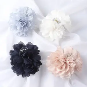 Fabric Big Flower Hair Claw Clips Women Girls Soft Chiffon Flowers Ponytail Holder Hair Clamps Barrette Fashion Hair Accessories