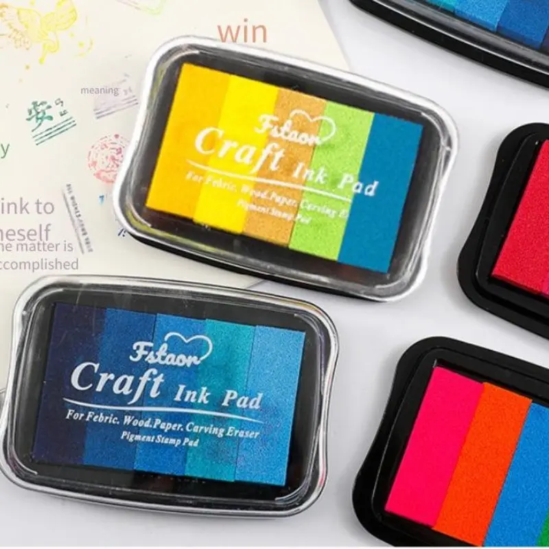 Large Box 5 Color Gradient Ink Stamps, DIY Wedding Finger Painting Stamp Set, Handmade Journal Album Accessories