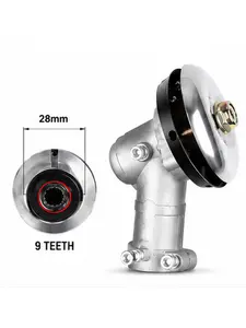 Heavy Duty 28mm 9 Tooth Gearbox Head Replacement for Brush Cutter & String Trimmer, Metal Angle Gear Head Assembly