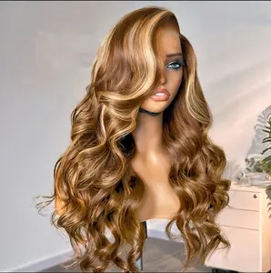 KEPHARE Wear and Go Glueless Drawstring Wig Human Hair Honey Blonde Highlight Ombre Wig 5x5 HD Lace 100% Human Hair Body Wave 180 Density Pre Plucked Pre Everything glueless lace closure live sale