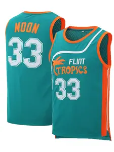Plus Size Jackie Moon 33 Flint Tropics Semi Pro 90s Hip Hop clothes for Party Men Basketball Jersey Green
