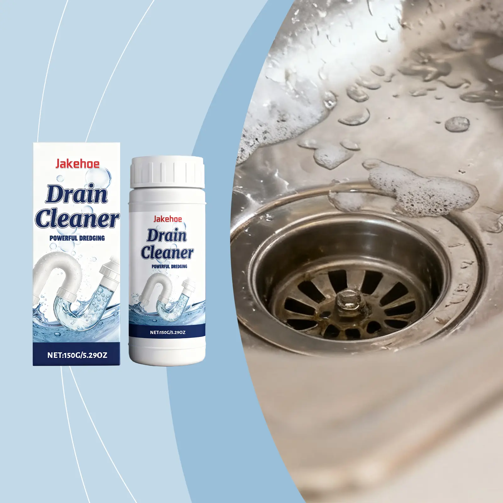 Powerful Pipe Unclogger Drain Cleaner Gel Strong Clog Remover Odor Eliminator Anti Blockage for Kitchen Sink Bathroom Toilet Sewer Pipes Fast Acting
