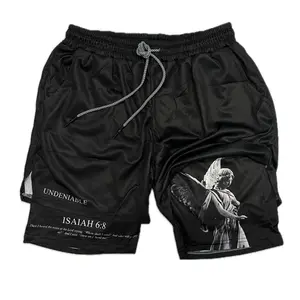 ISAIAH 6:8 ANGEL Performance Shorts Workout Fitness Athletic Double Layer Beach Pants Fitness Training Pant Sports