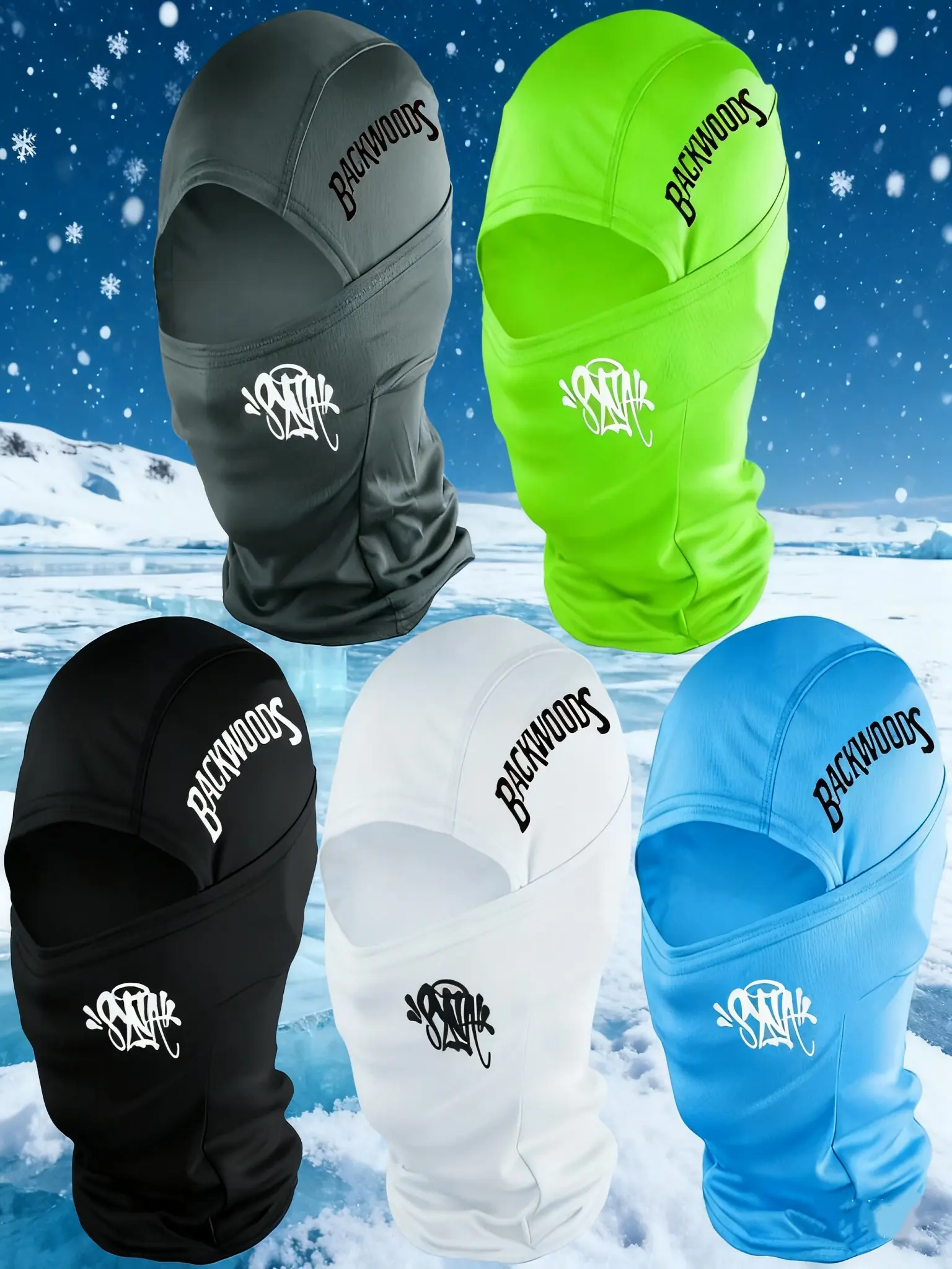 Multi-Color Backhill Graffiti Logo Full Face Balaclava Headwear Hat, Ultra-Warm & Windproof Winter Gear, Street Style Daily/occasion Party Wear