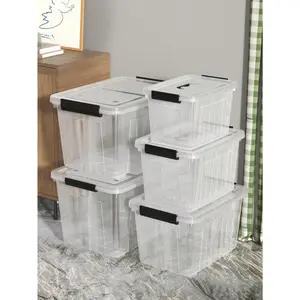 4-Pack Clear Storage Bin With Lid, Clear Plastic Storage Containers, Large Plastic Storage Boxes With Lids