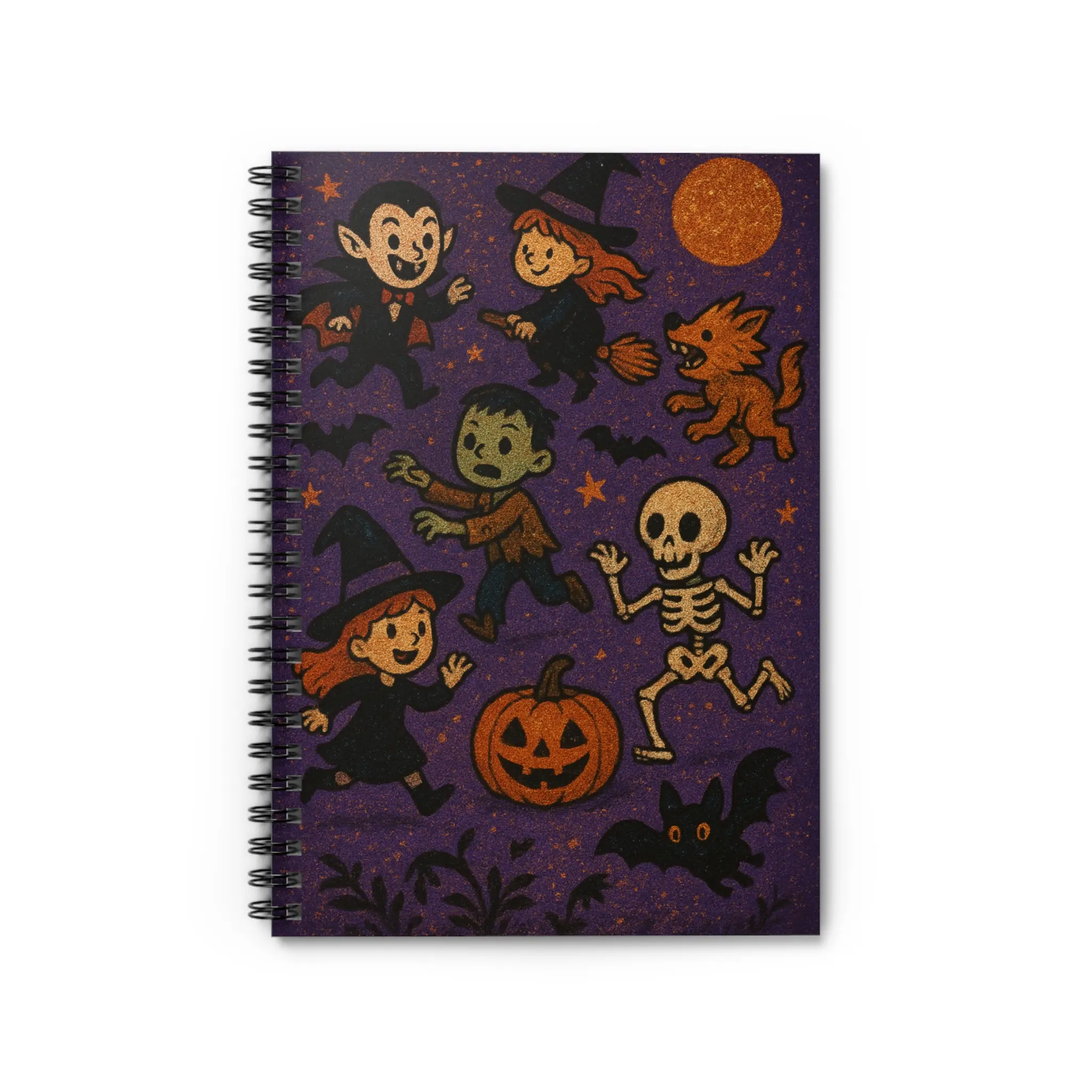 Halloween Spiral Notebook - Ruled Line, Witches, Zombie, Werewolf, Vampire, Skeleton, Journal, Planner, Diary, Sketchbook, Notepad
