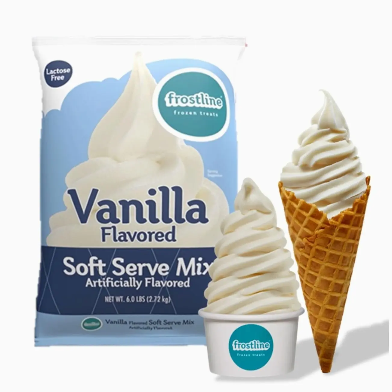 Frostline Vanilla Soft Serve Mix, Gluten & Lactose Free, 6 lb Bag | Vanilla soft serve mix with rich, creamy flavor; just add water, dairy or dairy-free milk for smooth frozen treats
