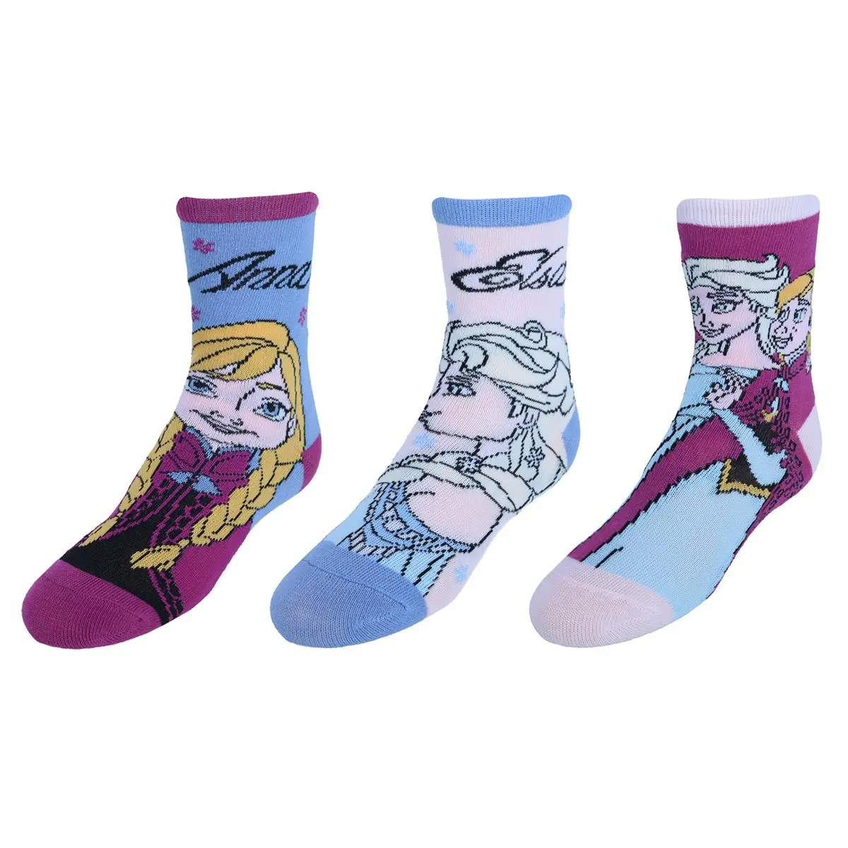 Textiel Trade Girl's Frozen Themed Novelty Crew Socks (Pack of 3), Crew Socks, Magical Designs, Winter Wonderland
