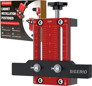 Sigerio Cabinet Door Installation Positioner, Aluminum Alloy Cabinet Door Mounting Jig, Cabinet Hardware Jig, Adjustable Cabinet Door Positioning tool Compatible for Most Cabinet Doors