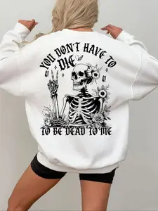 Women's Cartoon Coraline Graphic Print Crew Neck Sweatshirt, Loose-Fit Casual Long Sleeve Pullover, Fall & Winter Daily Wear Top