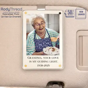 [Flash Deals] Rodythread Personalized Photo Car Visor Clip, Mother's Day Gift For Grandma, Custom Memorial Plaque, Drive Safe Sentimental Decor, Picture Car Accessory.