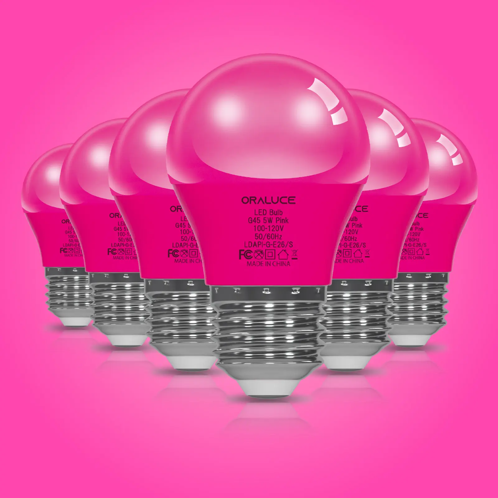 Pink A15/G45 E26 LED Porch Light Bulbs, 5W Eye-Friendly Outdoor Bulbs for Halloween Holiday Decoration & Lighting, 6 Pack