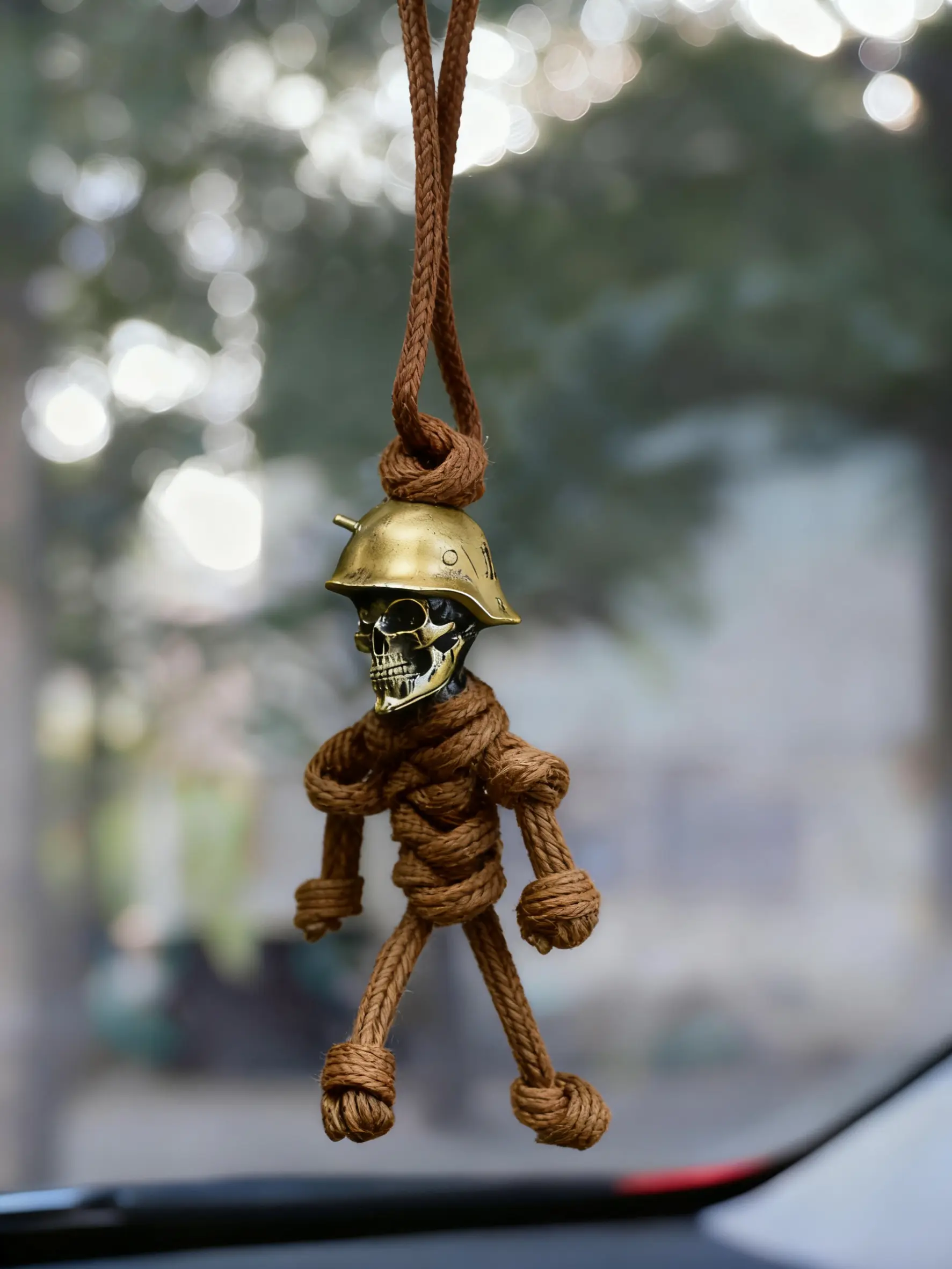 Creative Copper Skull Mirror Hanging Ornament, Car Accessories for Drivers, Easy Installation No Drilling Required, Fits All Vehicles, Car Hanging Decoration