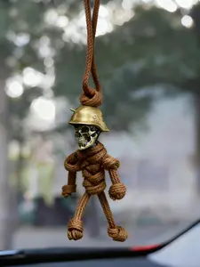 Creative Copper Skull Mirror Hanging Ornament, Car Accessories for Drivers, Easy Installation No Drilling Required, Fits All Vehicles, Car Hanging Decoration