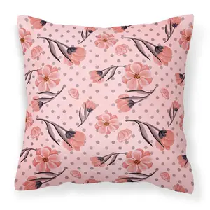 Pink Flowers and Polka Dots Fabric Decorative Pillow BB7499PW1818