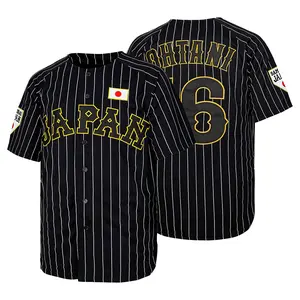 Shohei #16 Japanese Samurai Black Pinstriped Baseball Jersey, Lettering Embroidered, Unisex Baseball Clothing，Fan Gift