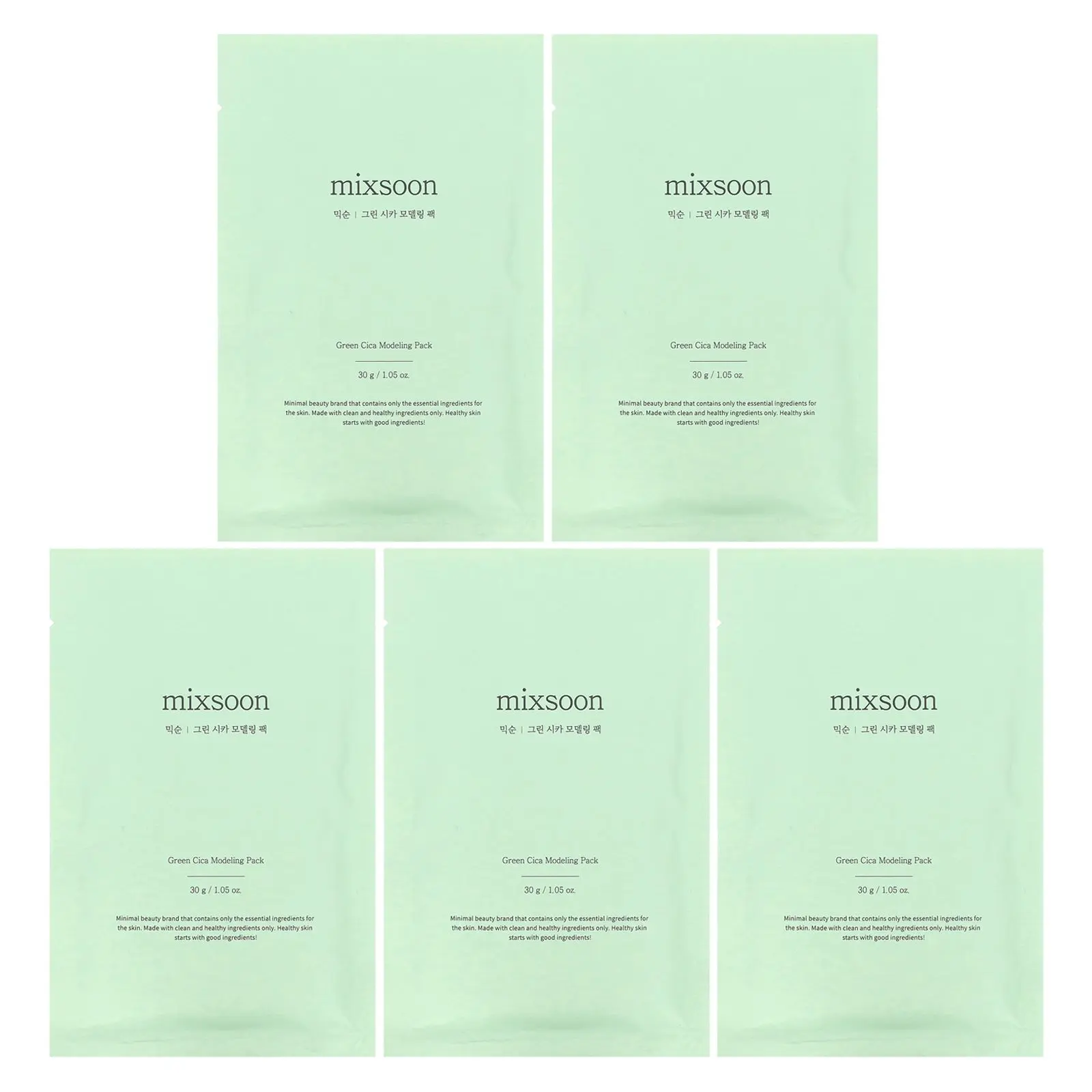 Mixsoon Green Cica Modeling Pack, 5 Packs, 1.05 oz (30 g) each