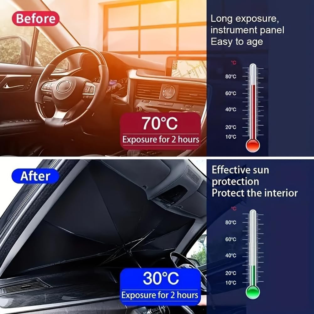 Portable Car Windshield Sunshade, Foldable Car Windshield Cooling Umbrella for Daily,Car Exterior Accessories,Car Window Shades