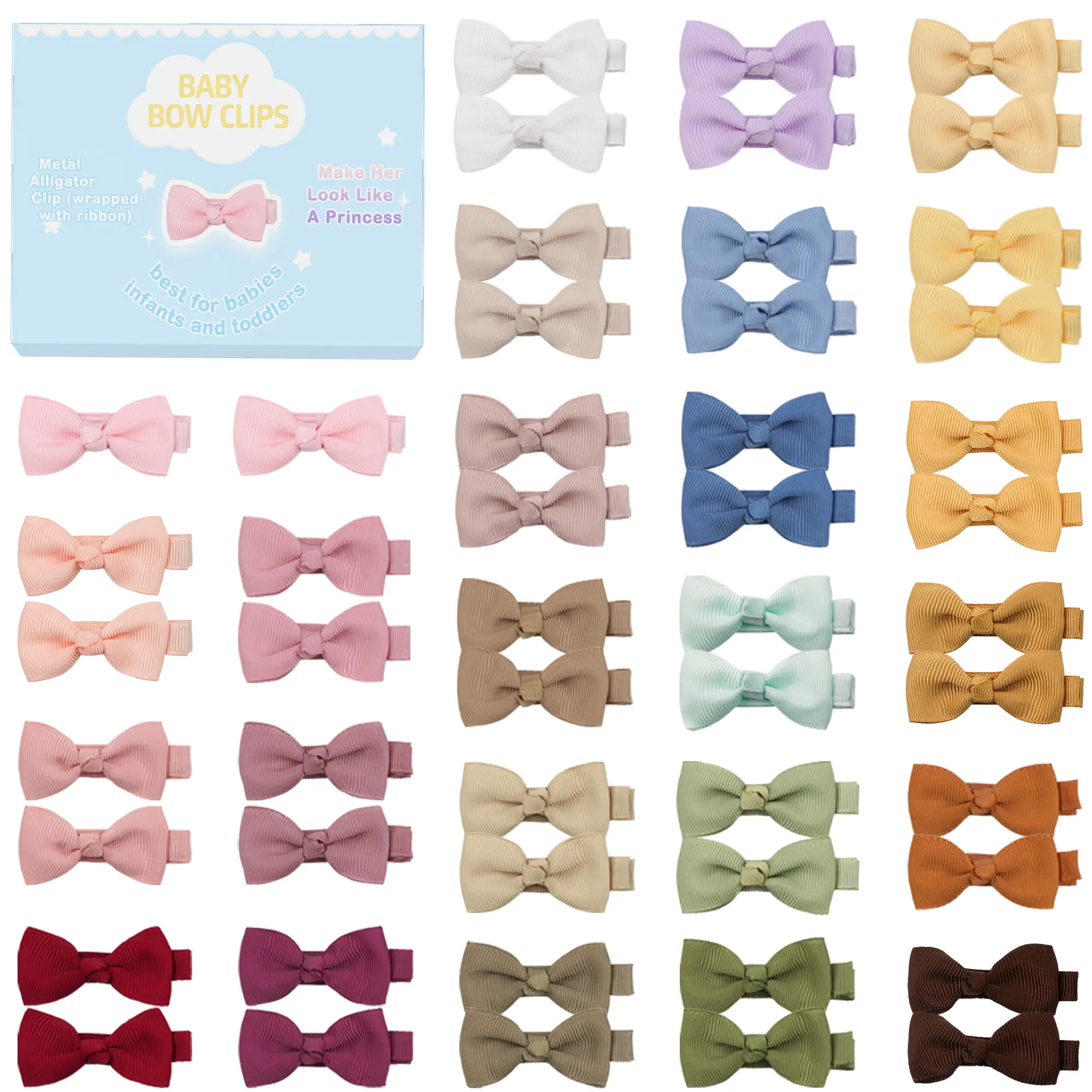 50 Pcs Fully Lined Hair Bows Hairpins, 2' Hair Bows Clips Hair Accessories in Pairs 50 Pcs Fully Lined Hair Bows Hairpins, 2' Hair Bows Clips Hair Accessories in Pairs