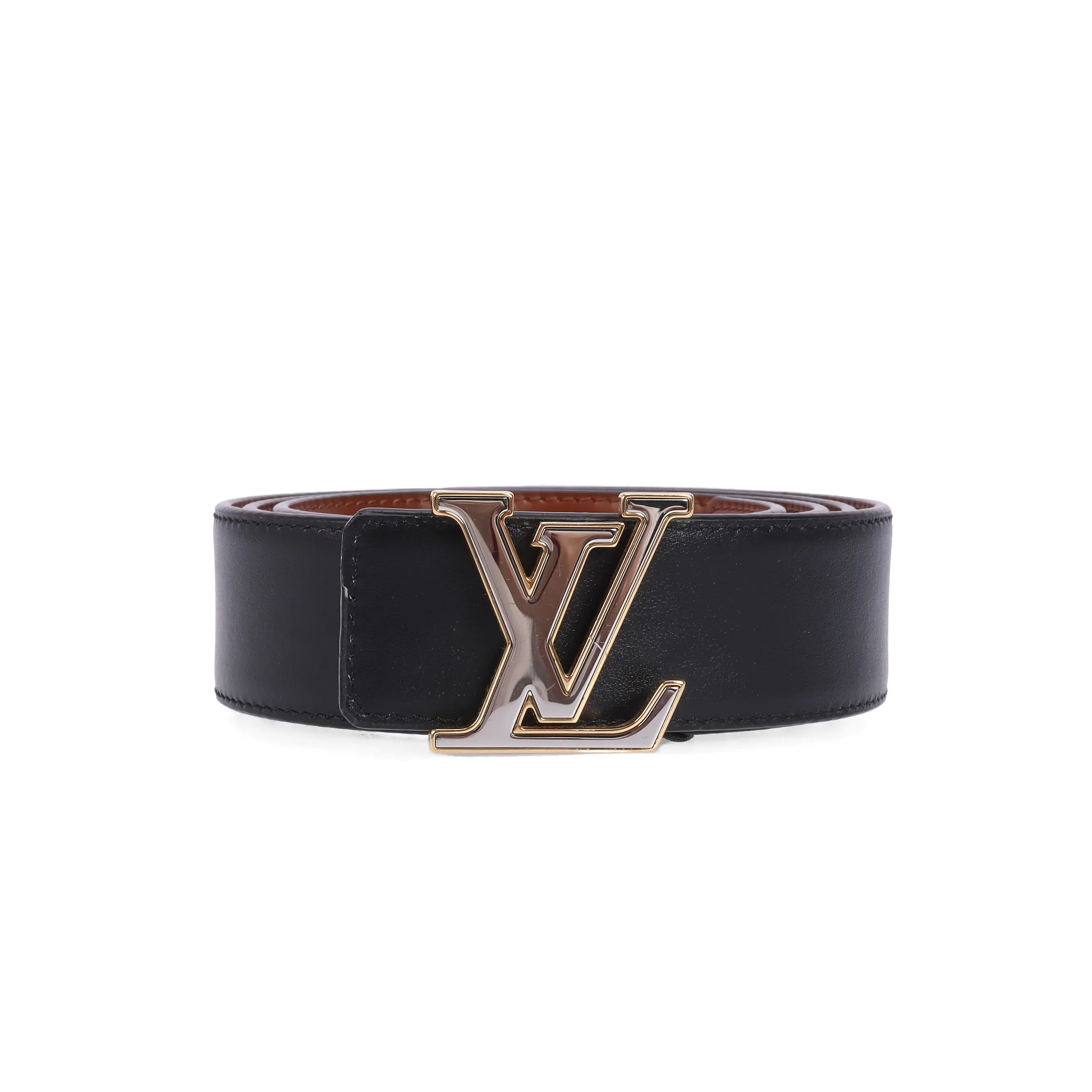 Pre-owned Louis Vuitton size95 Black Calfskin Belt 13273324