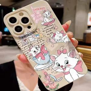 Complex Marie Cat Cup Pattern Phone Case, made of thickened TPU material, drop-resistant, an ideal choice for fashion enthusiasts, suitable for iPhone 11, 12, 13, 14, 15, 16, 17, iPhone 17 PLUS, iPhone 17 PRO MAX, and iPhone 17 PRO.