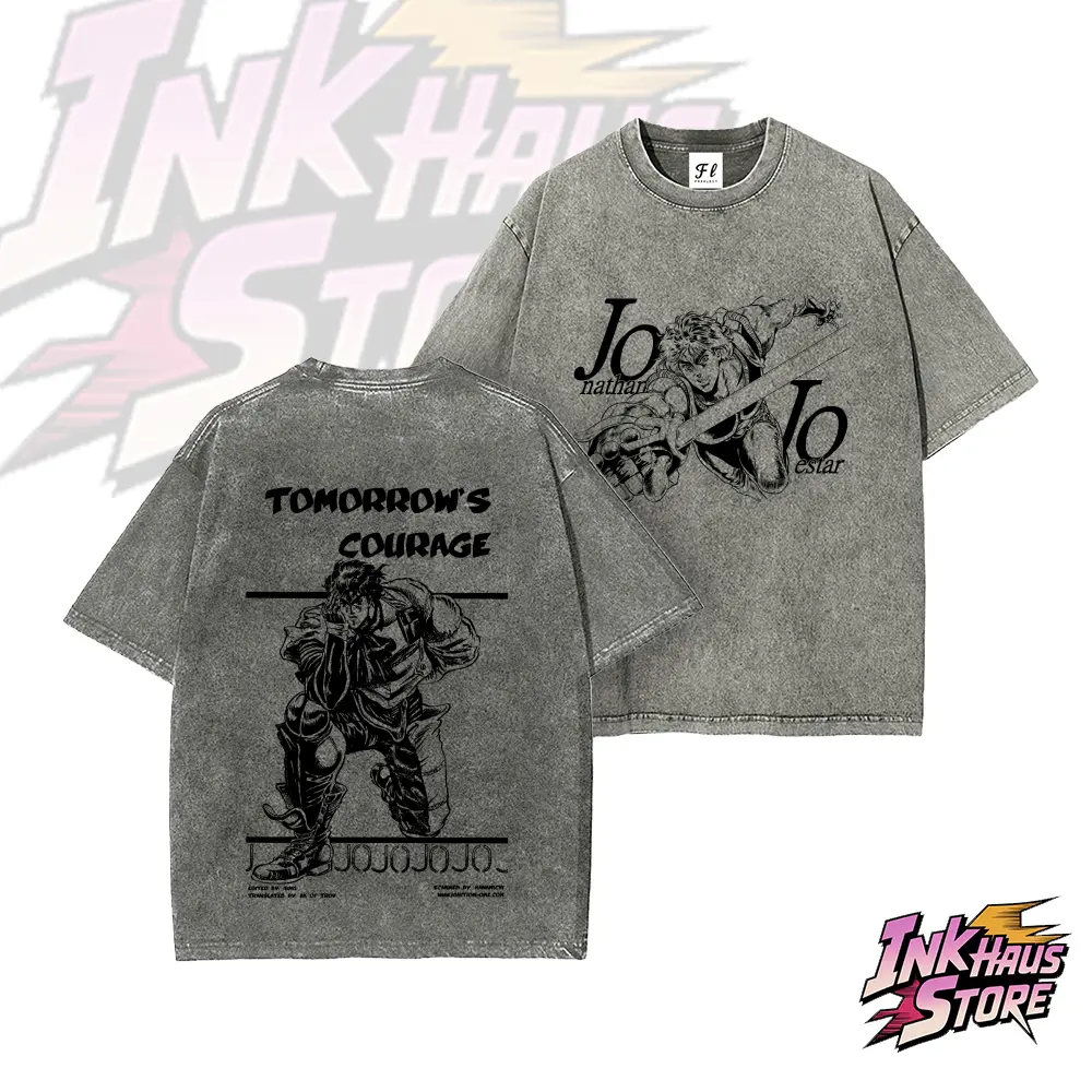 Jonathan Joestar, from JoJo's Bizarre Adventure Part 1: Phantom Blood，anime fashion streetwear gym fit--Short Sleeve Cotton Unisex Retro wash Tee