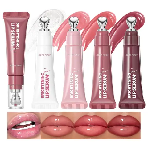 4Pcs Crystal High-Shine Lip Gloss Set - Hydrating Nourishing Serum Oil with Metal Applicator, Non-Sticky Glossy Jelly Liquid for Dry Lip Care & Moisture Boost