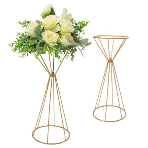 8 1/4" x 19 3/4" Goldtone Cone-Shaped Metal Flower Stands - 6 Pc.