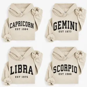 (Leave A Note or DM to Shop) Custom Year, Custom Zodiac Hoodie – Sand Color, Est Your Year Astrology Top, Cute Horoscope Energy Gift, Unisex Hoodies, Birthday Zodiac Sign Outfit 2026 - LORA ATCHER