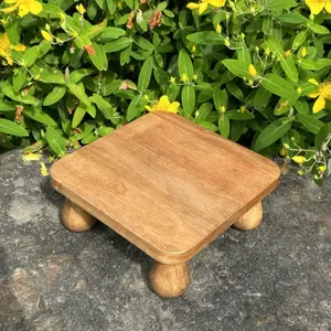 A small solid wood flower stand, plant support, height increasing ornament, multifunctional home or office display stand - suitable for indoor, outdoor, and office use