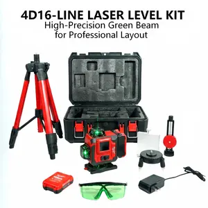 Milwaukee 4D 16-Line Green Laser Level kit with tripod,360° self leveling,High Precision Layout  For Indoor Engineering Measurement And Marking Work.Widely Used In Decoration Paving,Wall Construction And On-site Layout Operation. ideal tool
