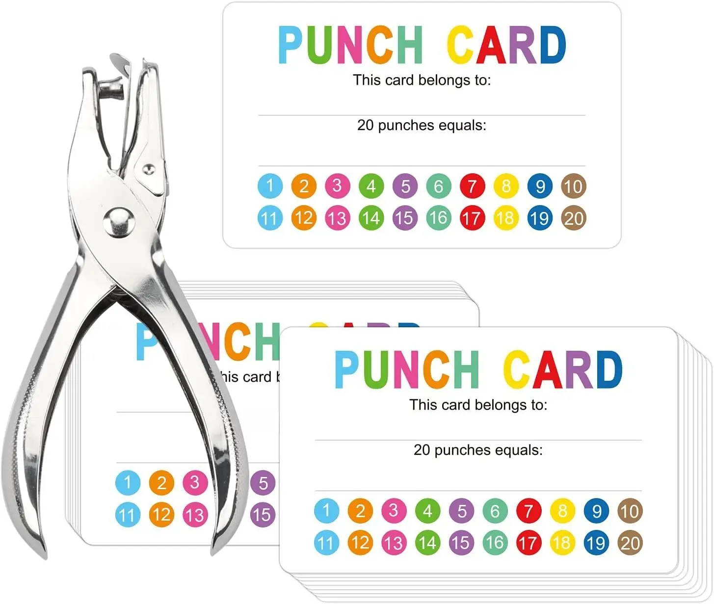 200-Pack Reward Punch Cards - Custom Message Card, Round Uncoated Office Stationery for Student Behavior Incentives & Business Loyalty Programs